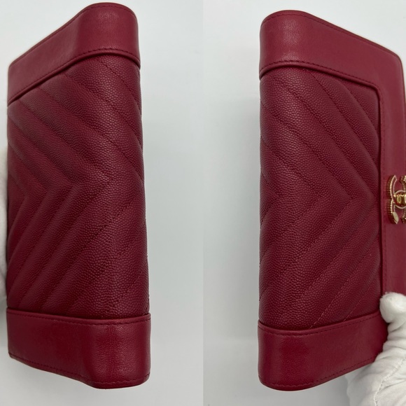 Authentic Chanel red chevron caviar flap long wallet - Picture 8 of 16